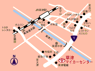 トヨタカローラ滋賀 U-BOOTH　草津の地図