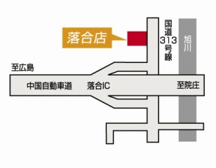 トヨタカローラ岡山 落合店の地図