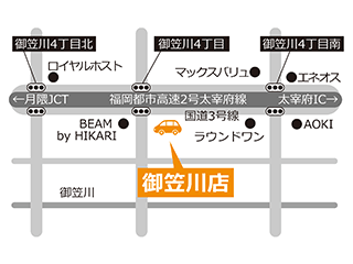 トヨタカローラ福岡 御笠川店の地図